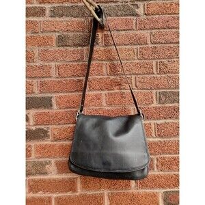 Coach Legacy [H2P-9332] Black Leather Saddle Flap Crossbody Shoulder Bag Vintage